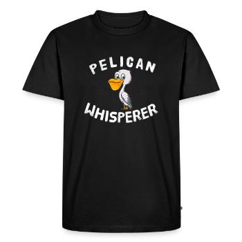 Pelican Whisperer Ornithologue Ornithologie Pélican - T-shirt Premium bio Homme - noir - Devant - Nico (187cm)
