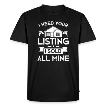 Drôles dictons Courtier Agent Immobilier Vendeur - T-shirt Premium bio Homme - noir - Devant - Nico (187cm)