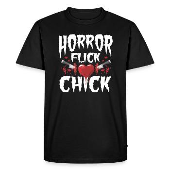 Horror Flick Chick Scary Films Lover Halloween Fan - Men's Premium Organic T-Shirt - black - Front - Nico (187cm)