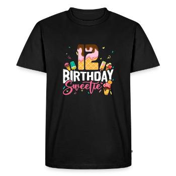Cute 12th Birthday Ice Cream 12 Year Old Birthday - Men's Premium Organic T-Shirt - black - Front - Nico (187cm)