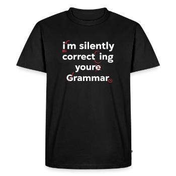 Drôle de professeur Dictons Professeur de grammaire allemande - T-shirt Premium bio Homme - noir - Devant - Nico (187cm)