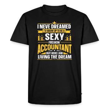 Drôles de comptables Dictons Impôts - T-shirt Premium bio Homme - noir - Devant - Nico (187cm)