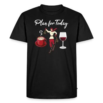 Funny Ski, Coffee and Wine, Plan for Today - Men's Premium Organic T-Shirt - black - Front - Nico (187cm)