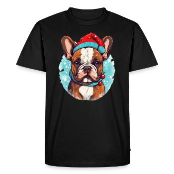 Noël du bouledogue français - T-shirt Premium bio Homme - noir - Devant - Nico (187cm)