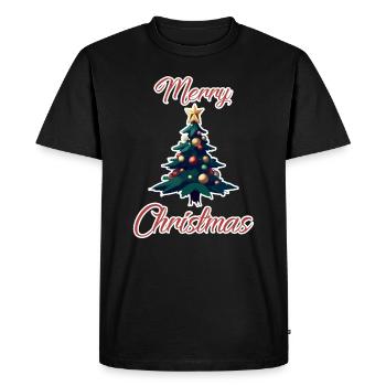 Christmas Tree (Stroke) - Men's Premium Organic T-Shirt - black - Front - Nico (187cm)