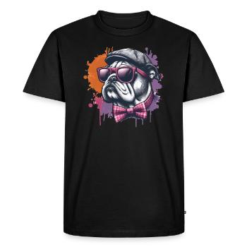 Bouledogue portant un chapeau de grand-père - T-shirt Premium bio Homme - noir - Devant - Nico (187cm)