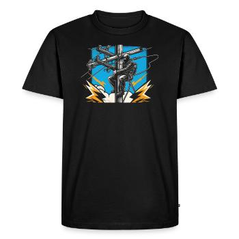 Électricien au mât - Professionnel du courant fort - T-shirt Premium bio Homme - noir - Devant - Nico (187cm)