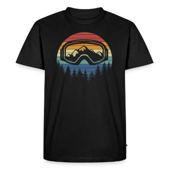 Snowboard avec montagnes et coucher de soleil vintage - T-shirt Premium bio Homme - noir - Devant - Nico (187cm)