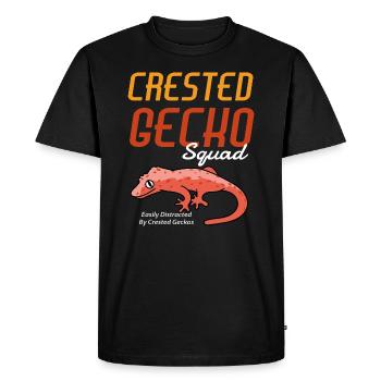 Joli reptile exotique lézard Crested Gecko Squad - T-shirt Premium bio Homme - noir - Devant - Nico (187cm)