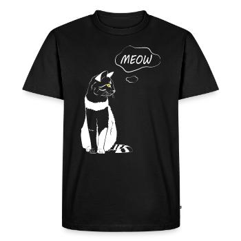 Cute Cat Meow - Amoureux des chats - T-shirt Premium bio Homme - noir - Devant - Nico (187cm)