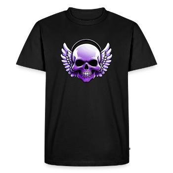 bande dessinée bande dessinée crâne violet avec casque - T-shirt Premium bio Homme - noir - Devant - Nico (187cm)