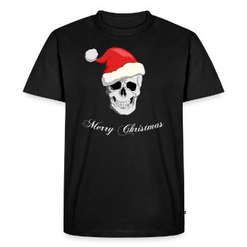 Crâne de Noël - T-shirt Premium bio Homme - noir - Devant - Nico (187cm)
