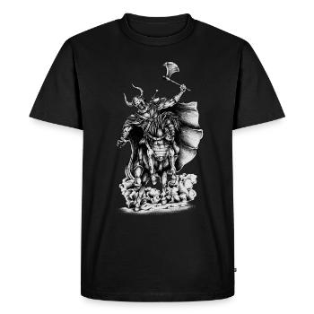 Kämpfer Totetkopf dessiné à la main, Odin, Vikinger - T-shirt Premium bio Homme - noir - Devant - Nico (187cm)