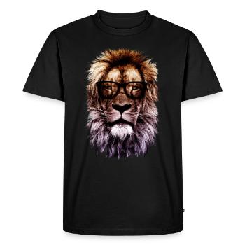 Lion de hipster - T-shirt Premium bio Homme - noir - Devant - Nico (187cm)