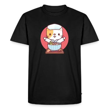 Mignon Ramen Chef Neko Cat - T-shirt Premium bio Homme - noir - Devant - Nico (187cm)