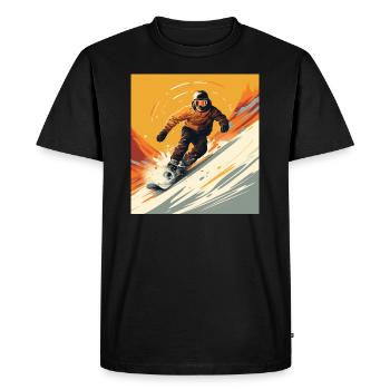T-shirt art: snowboarders in action - Men's Premium Organic T-Shirt - black - Front - Nico (187cm)