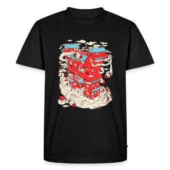 The Shinto Quarter - Men's Premium Organic T-Shirt - black - Front - Nico (187cm)