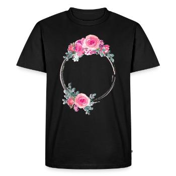 Roses cercle fleurs jardinier jardinage rose logo - T-shirt Premium bio Homme - noir - Devant - Nico (187cm)