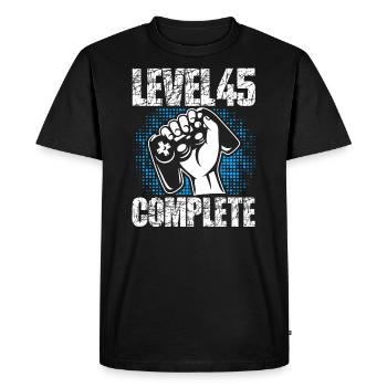Niveau 45 Cadeau d’anniversaire complet 45 ans - T-shirt Premium bio Homme - noir - Devant - Nico (187cm)
