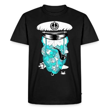 Capitaine dans la mer - T-shirt Premium bio Homme - noir - Devant - Nico (187cm)
