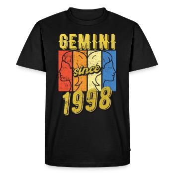 Gemini Zodiac 1998 Gift - Men's Premium Organic T-Shirt - black - Front - Nico (187cm)