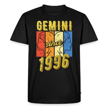 Gemini Zodiac 1996 Gift - Men's Premium Organic T-Shirt - black - Front - Nico (187cm)