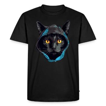 Tête de chat Noir Chat Bombay Chat heureux Chats - T-shirt Premium bio Homme - noir - Devant - Nico (187cm)