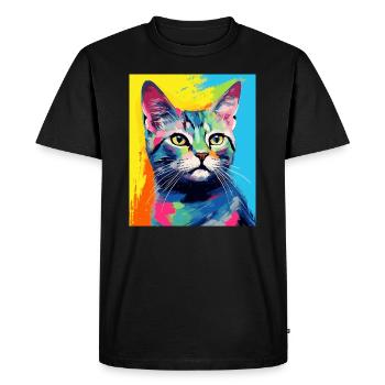 Tenue de chat chat à poil court pour les amoureux des chats - T-shirt Premium bio Homme - noir - Devant - Nico (187cm)