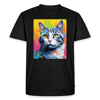 Tenue de chat chat à poil court pour les amoureux des chats - T-shirt Premium bio Homme - noir - Devant - Nico (187cm)