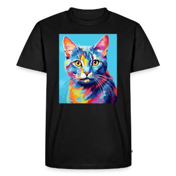 Tenue de chat chat à poil court pour les amoureux des chats - T-shirt Premium bio Homme - noir - Devant - Nico (187cm)