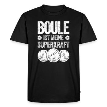 La boule est mon super pouvoir ! Joueur de pétanque - T-shirt Premium bio Homme - noir - Devant - Nico (187cm)