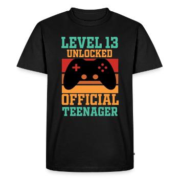 Level 13 freigeschalteter offizieller Teenager - Männer Premium Bio T-Shirt - Schwarz - Vorne - Nico (187cm)