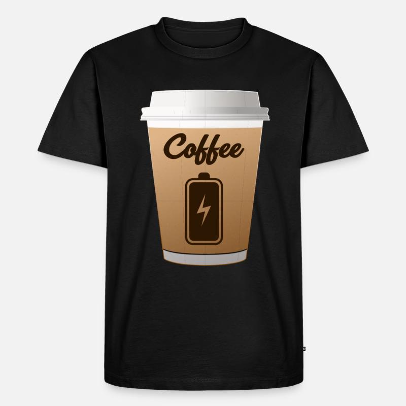 Kaffee-Aufladen - Männer Premium Bio T-Shirt - Schwarz