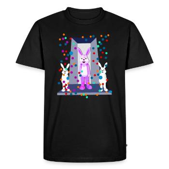 Cool bunny party with pink star - pure joie de vivre - Men's Premium Organic T-Shirt - black - Front - Nico (187cm)