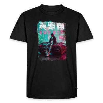 Streetwear Bitcoin Racing Chinese - Men's Premium Organic T-Shirt - black - Front - Nico (187cm)