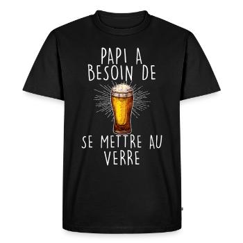 Papi Détente Apéro Citation Apéritif - T-shirt Premium bio Homme - noir - Devant - Nico (187cm)