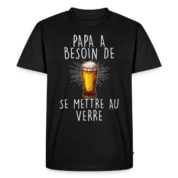 Papa Biere Se mettre Au Verre Humour Homme - T-shirt Premium bio Homme - noir - Devant - Nico (187cm)