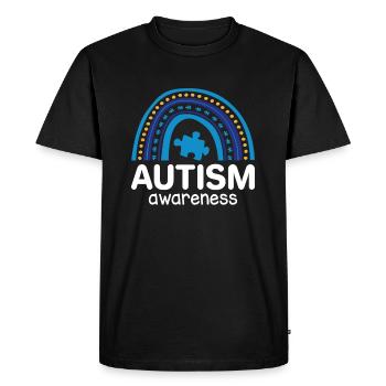 Arc-en-ciel de sensibilisation à l’autisme - T-shirt Premium bio Homme - noir - Devant - Nico (187cm)