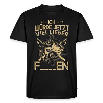 I would much rather fish now - Men's Premium Organic T-Shirt - black - Front - Nico (187cm)