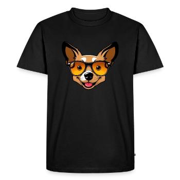 Chien de dessin animé cool avec des lunettes de soleil - T-shirt Premium bio Homme - noir - Devant - Nico (187cm)