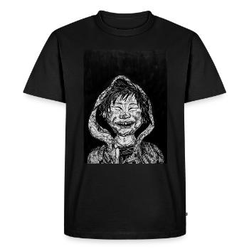 "Smile" - Drawing (Black and White) - Men's Premium Organic T-Shirt - black - Front - Nico (187cm)