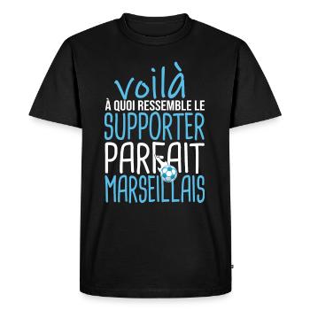supporter Marseillais cadeau football marseille - T-shirt Premium bio Homme - noir - Devant - Nico (187cm)