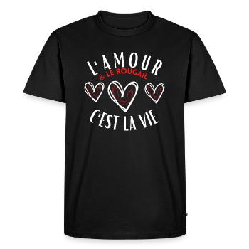 L'Amour &le Rougail c'est la vie - T-shirt Premium bio Homme - noir - Devant - Nico (187cm)