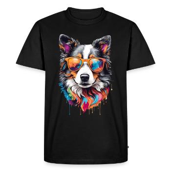 Border Collie Dog Cute Cool Lunettes de soleil colorées - T-shirt Premium bio Homme - noir - Devant - Nico (187cm)
