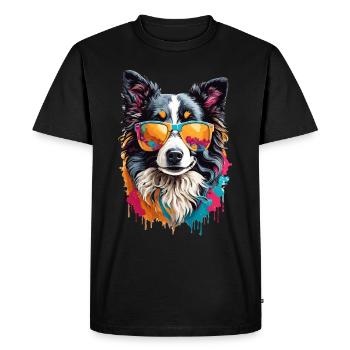 Cute Border Collie: Cool in Sunglasses - Men's Premium Organic T-Shirt - black - Front - Nico (187cm)