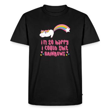 I'm so happy I could shit rainbows - Men's Premium Organic T-Shirt - black - Front - Nico (187cm)