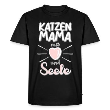 Chats Maman avec coeur et âme Proverbes de chat - T-shirt Premium bio Homme - noir - Devant - Nico (187cm)