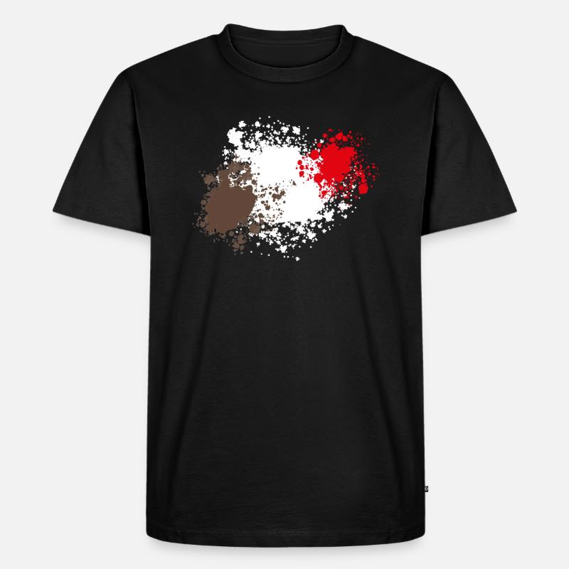 Braun-Weiß-Rot - Männer Premium Bio T-Shirt - Schwarz