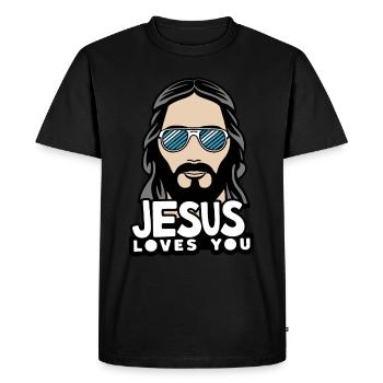 Jésus t’aime - Cooles Jesus Design - T-shirt Premium bio Homme - noir - Devant - Nico (187cm)