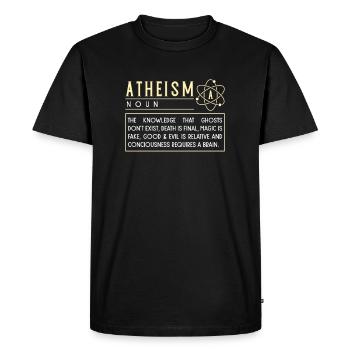 ATHEIST ATHEISM FUNNY RELIGON : Définition de l’Atheism - T-shirt Premium bio Homme - noir - Devant - Nico (187cm)